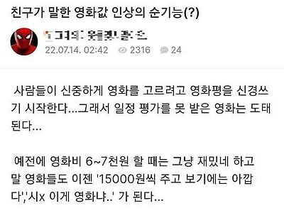 영화표값 상승의 순기능