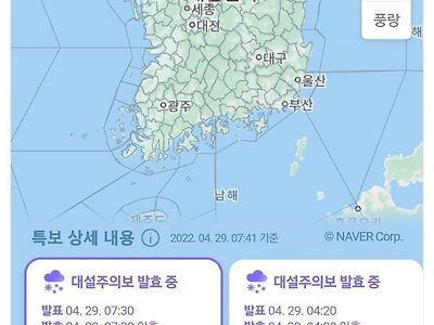 오늘자 강원도 날씨 근황