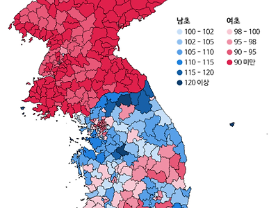 실제 남북한 성비 지도 jpg