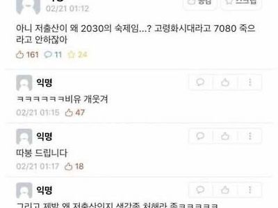 저출산이 왜 203의 숙제임?