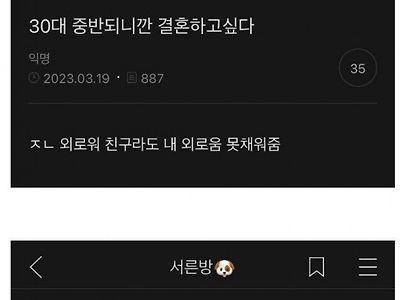 30대 중반 넘으니까 결혼하고싶은 언냐들.