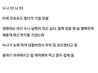 결혼 프로포즈 거절 당했는데 연애도 끝난건가 이제?..JPG