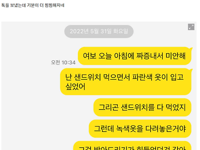 아내한테 짜증내고 찝찝햇전 아저씨