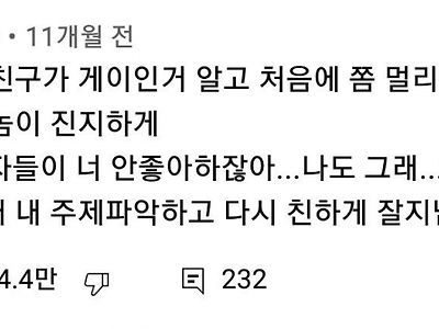 게이 친구를 멀리 했던 남자