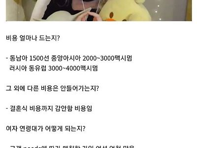 국제결혼 회사에 전화해본 주갤러가 쓴글