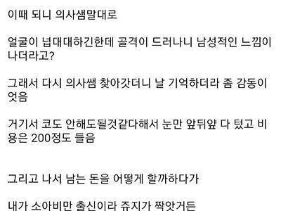 본인 성형해서 인생 바뀐 썰