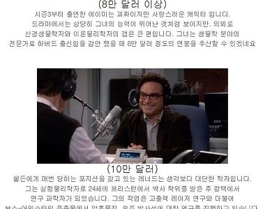 드라마 빅뱅 이론 캐릭터들의 연봉은 얼마일까?