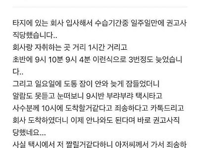 지각으로 권고사직 당했어요..