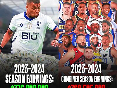 알 힐랄 제안 받은 킬리안 음바페와 NBA 선수들 연봉 비교 ㄷㄷㄷ 비교