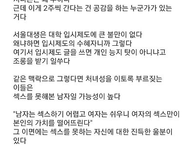 서울대생의 처녀논쟁 일침