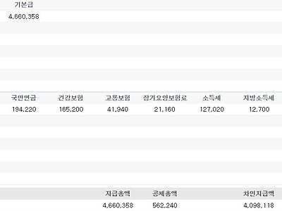 40대 중소기업 급여 들어왔네요
