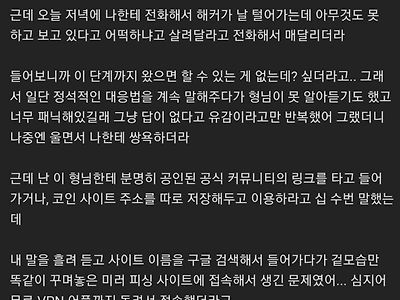 아는 동생한테 무료 보안 컨설팅 받은 코인러