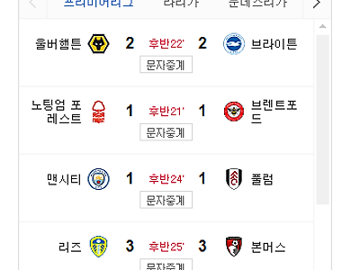 후반 중반진행중인 epl 4경기 근황