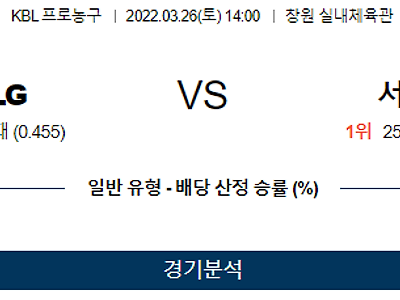 3월 26일 창원LG 서울SK KBL 농구 분석