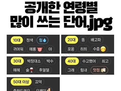 카카오에서 공개한 연령별 많이 쓰는 단어.JPG