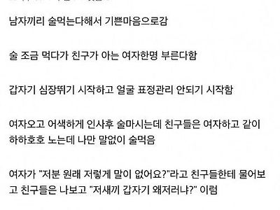 여자 경험 없는 찐따의 술자리 특징