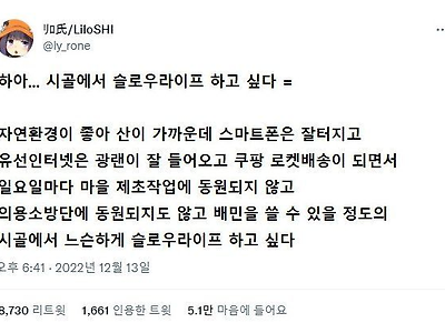 일본에서 좋아요 5만개 넘게 받은 시골생활의 뜻