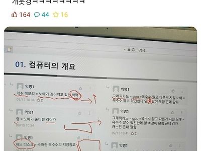 교수님 커뮤 댓글로 수업함