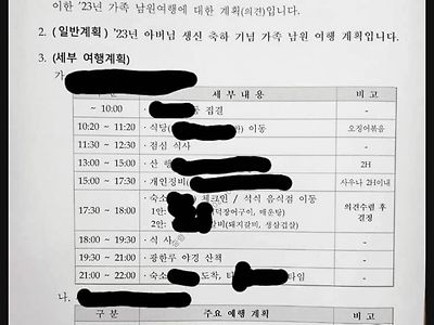 현역 군인이 만든 가족 여행 계획표