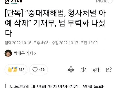 중대재해법, 경영자 처벌 수위 낮춘다