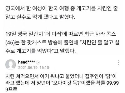 개고기를 실수로 먹게 된 외국인 관광객