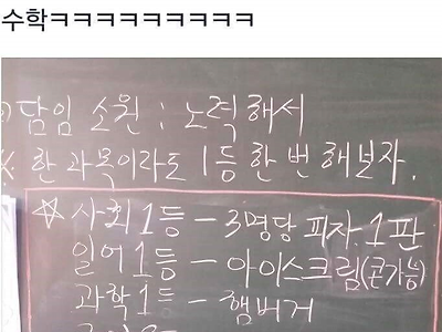 맨날 꼴등하는 반 담임 선생님의 시험 공약