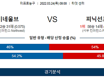 3월 24일 미네소타 피닉스 NBA 농구 분석