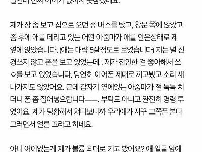 버스에서 내 폰 보고 대뜸 끄라고 명령하는 애엄마