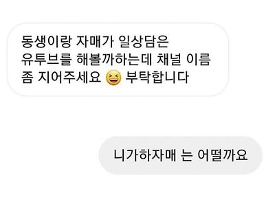 동생이랑 자매가 일상담은 유투브를 해볼까하는데 채ᄂ…