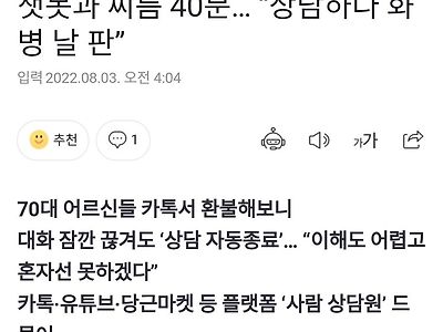 카카오톡 챗봇과 씨름 40분… “상담하다 화병 날 판”