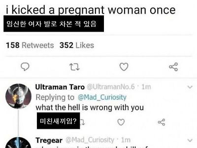 임신한 여자 발로 차 본 적 있음