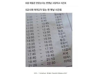 찐옛날 고등학교 시간표