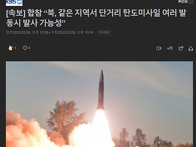 [속보] 합참 “북, 같은 지역서 단거리 탄도미사일 여러 발 동시 발사 가능성”