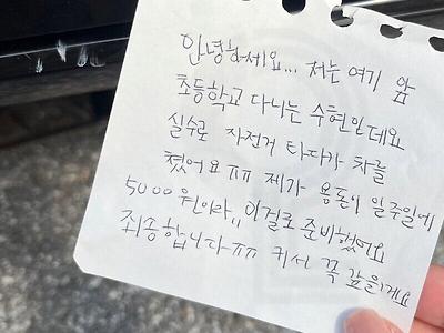 초딩이 차 긁어놓고 이렇게 해두고 감.jpg