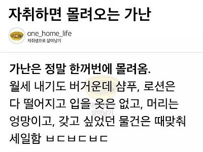 자취하면 몰려오는 가난