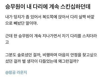 승무원이 자꾸 스킨십을 하는데