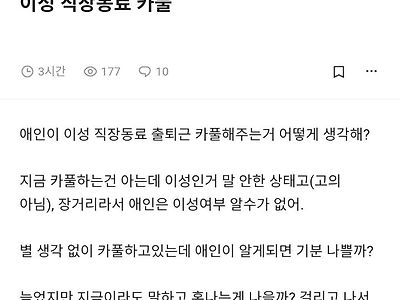 애인이 이성 직장동료 출퇴근 카풀해주는거 어떻게 생각해?