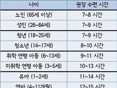 성인 적정 수면시간