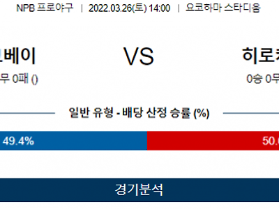 3월 26일 요코하마 히로시마 NPB 야구 분석