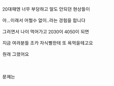 요즘 2030이 개념없다는 글에