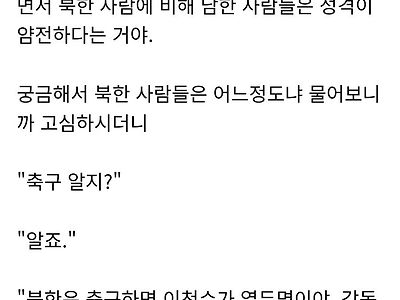 축구로 비유하는 북한 사람들의 성격