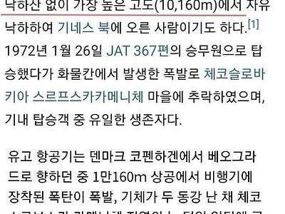 가장 높은곳에서 떨어져서 살아남은 사람 기네스북