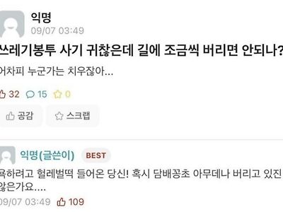 쓰레기봉투 사기 귀찮은데 길에 조금씩 버리면 안되나?