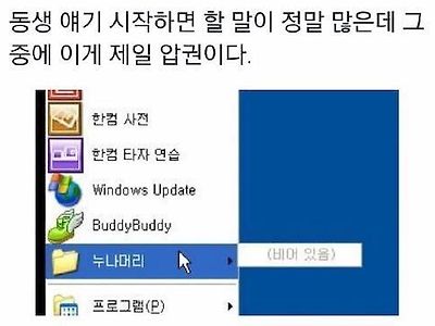 남동생의 컴퓨터를 본 누나