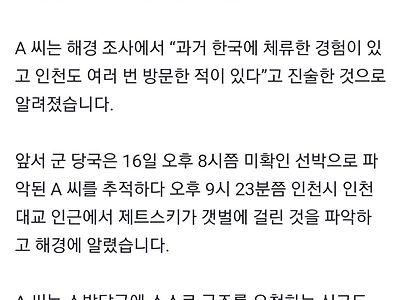 중국서 인천으로 ‘제트스키 밀입국’ 시도한 중국인 구속