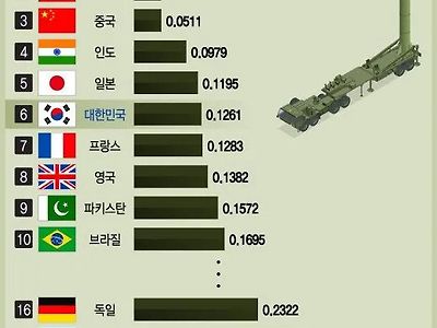 사실 1등 빼곤 의미없어 보이는 군사력 순위.