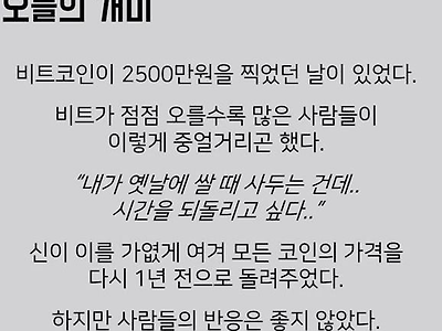 비트코인이 2500만원을 찍었던 날이 있었다