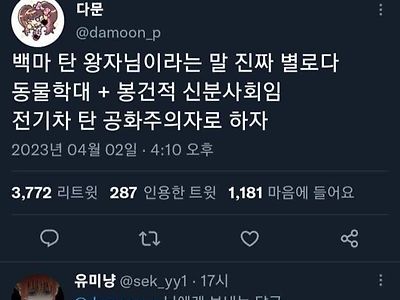 백마 탄 왕자님이라는 말 진짜 별로다