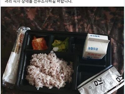 군 간부의 흔하 격리자 식단