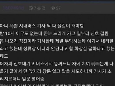 시내버스타고 가다 급똥 마려워서 창문으로 탈출할뻔한 사람